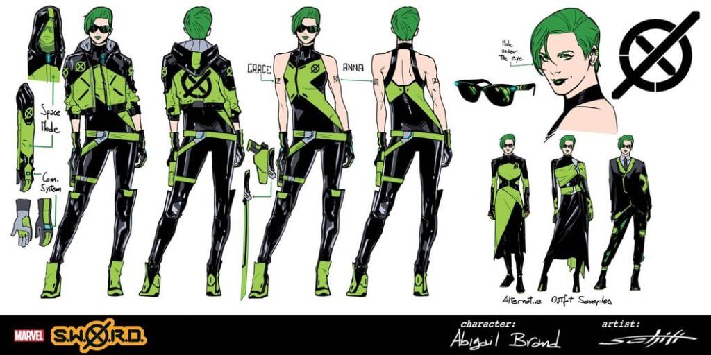 Abigail Brand character-design for SWORD, Valerio Schiti