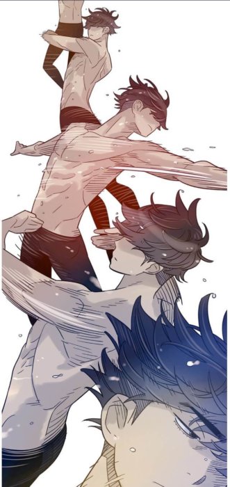 Chaerok dancing a ballet sequence in the webtoon, shirtless