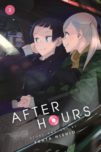 cover of after hours volume 3 depicting the main characters in a car at night