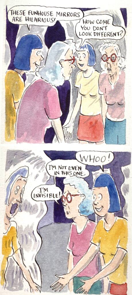 Panels by Pond in Menopause A Comic Treatment edited by MK Czerwiec featuring older women talking
