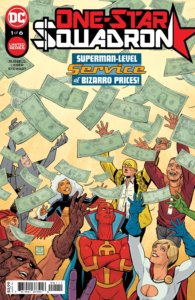 Several D-List DC heroes (and Red Tornado and Power Girl) grabbing for falling money