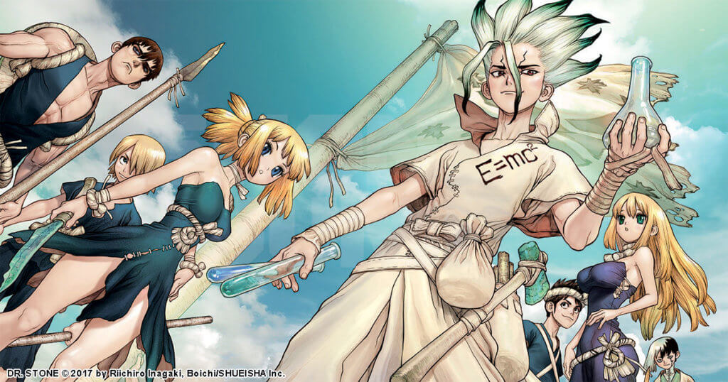 Dr. STONE popularity poll splash image depicting some of the characters.