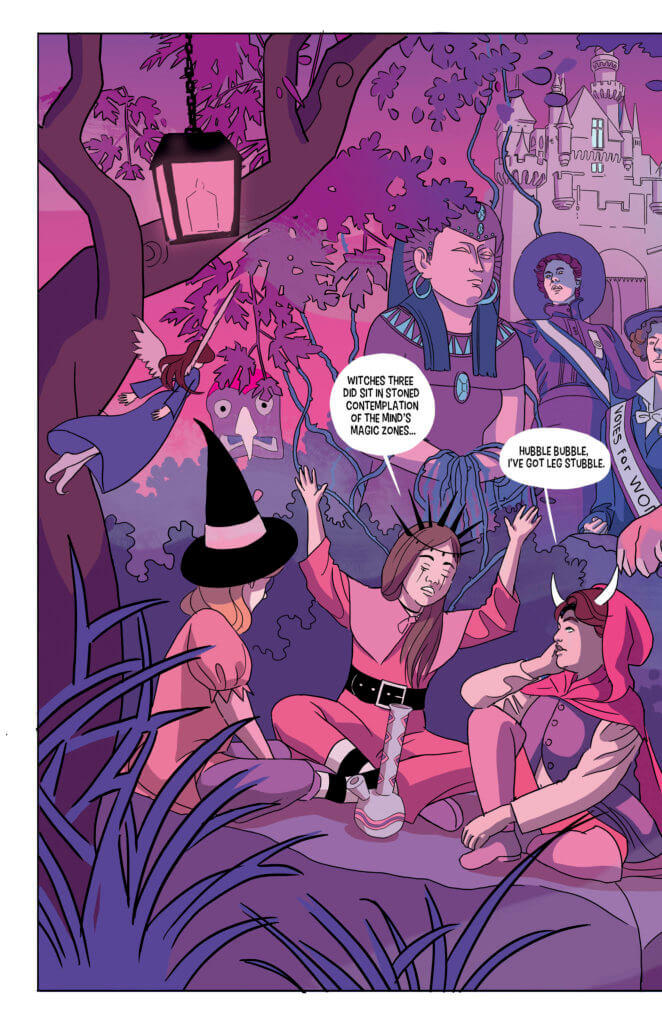 Pages from Painted featuring young girls doing a magical ritual in the forest