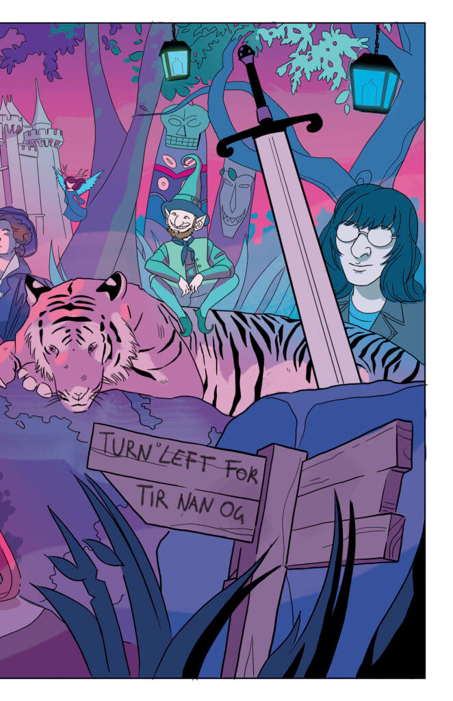 Pages from Painted featuring young girls doing a magical ritual in the forest