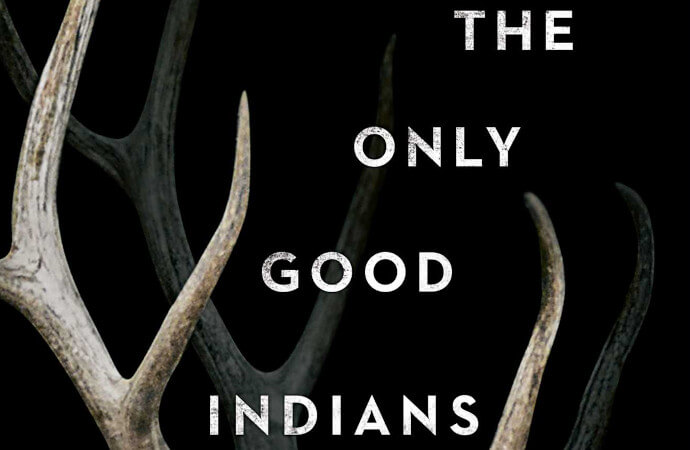 Detail from the cover of The Only Good Indians by Stephen Graham Jones. Illustration shows the title alongside elk horns.