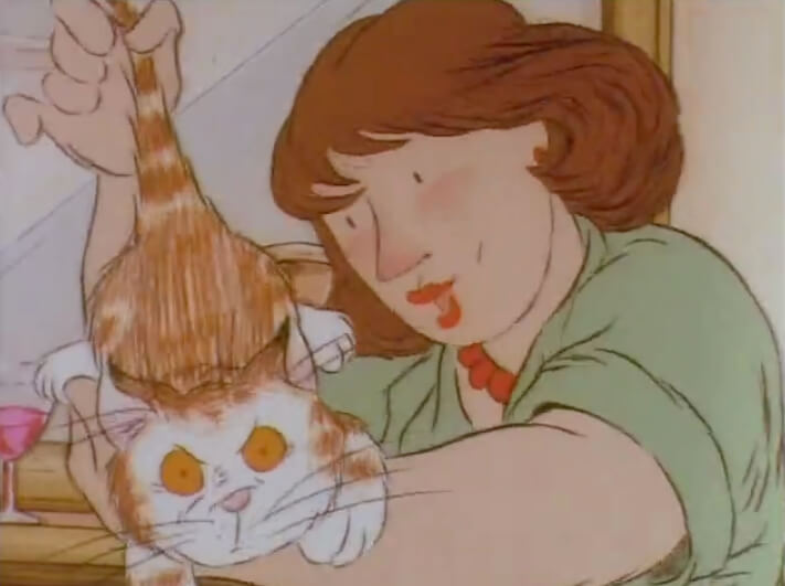 Woman and cat from Joanna Quinn's cartoon "Famous Fred"