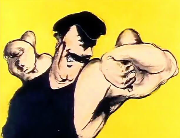 Male stripper from Joanna Quinn's cartoon "Girls Night Out"