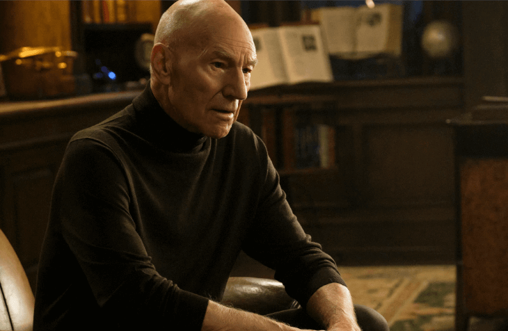 Admiral Jean-Luc Picard looking pensive in Picard Season 2. Image courtesy ViacomCBS.