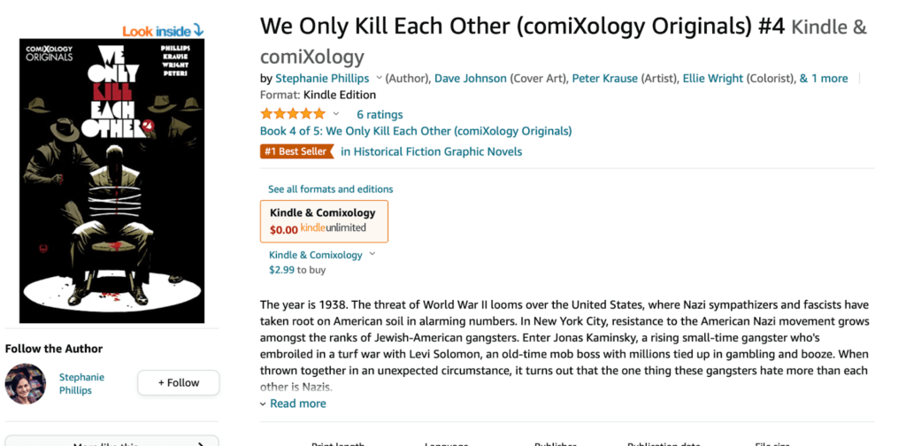 A screenshot of the landing page for purchase of the book "We Only Kill Each Other."