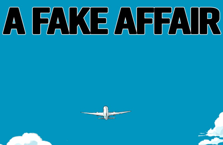 cover of a fake affair depicting a plane taking off