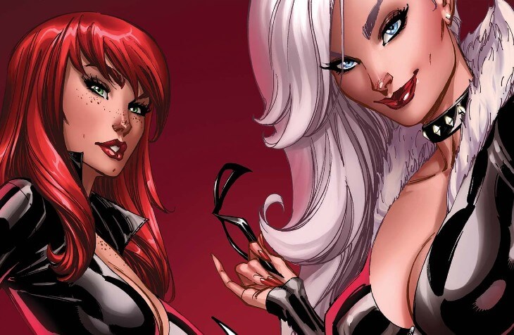 mary jane and black cat in sexy black catsuits