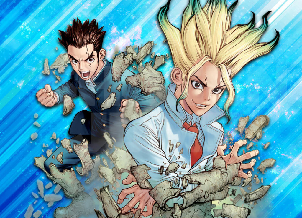 header image for Dr. Stone depicting the main characters