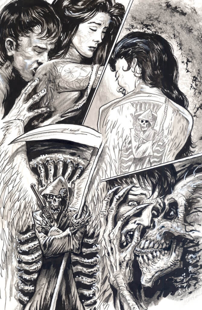 Sketches of a couple and monsters