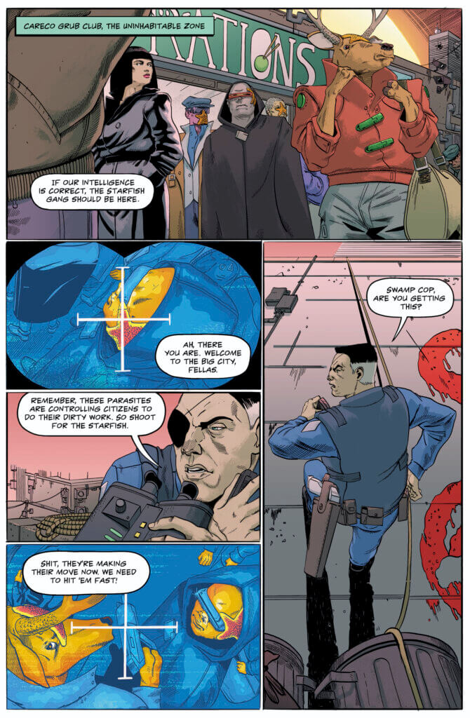 The second page of the upcoming comic Justice Warriors from AHOY Comics