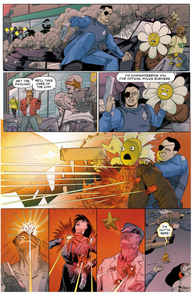 The fourth page of the upcoming comic Justice Warriors from AHOY Comics