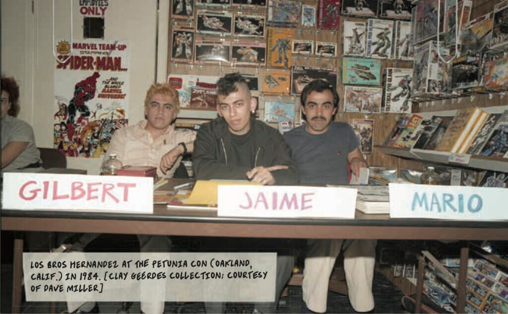 The Hernandez family (Gilbert, Jaime, and Mario) at 1984's Petunia Con
