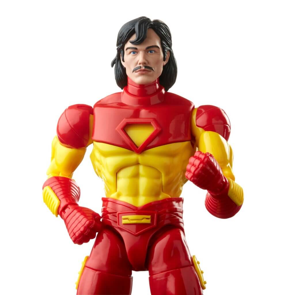 The Marvel Legends Deluxe Iron Man figure sporting the unmasked Tony Stark head.
