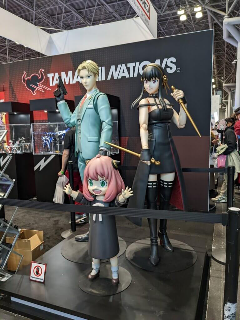 3D models of the Forger Family from Spy x Family at the Tamashii Nations booth at Anime NYC 2022
