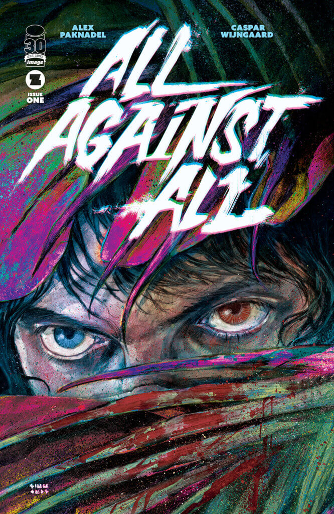 All Against All Cover C, featuring a primal human peering through foliage