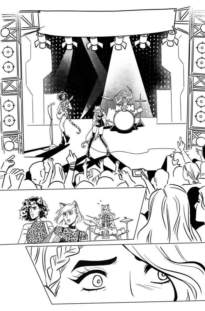 interior art depicting a Josie & the Pussycats concert