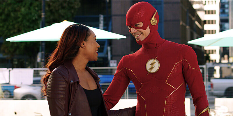 The Flash -- “Wednesday Ever After” -- Image Number: FLA901fg_0006r -- Pictured (L - R): Candice Patton as Iris West-Allen and Grant Gustin as The Flash -- Photo: The CW -- © 2023 The CW Network, LLC. All Rights Reserved.