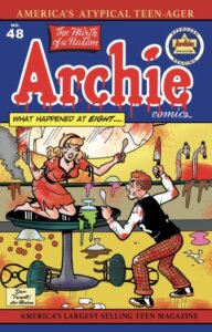 Cover of Archie Comics volume 48 depicting Archie and Betty fighting in a wrecked diner
