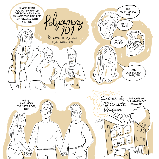 A 4 panel intro in which Sara introduces HP and Paju and the apartment commune they share.