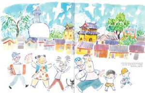 One of Yu'er's paintings of the people from her hutong.