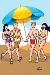 Variant Archie art showing two differently dressed pairs of Archie and Veronica