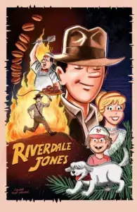 Graphic depicting a mock cover of Indiana Jones titled instead as Riverdale Jones