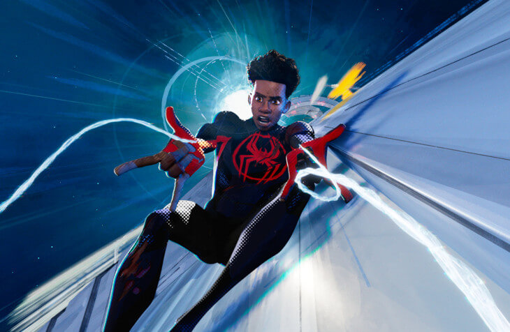 Miles Morales (Shameik Moore) in Spider-Man: Across the Spider-Verse. Image courtesy Columbia Pictures and Sony Pictures Animations