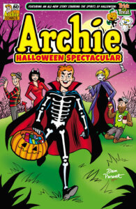 Archie and the gang advance toward the reader in their halloween costumes.