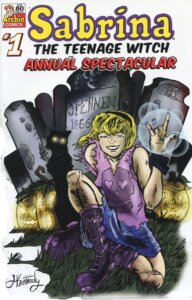 Sabrina Spellman poses in a cemetery with Salem