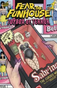 A pair of hands hold a Sabrina Spellman-like Barbie doll with a half-melted face.