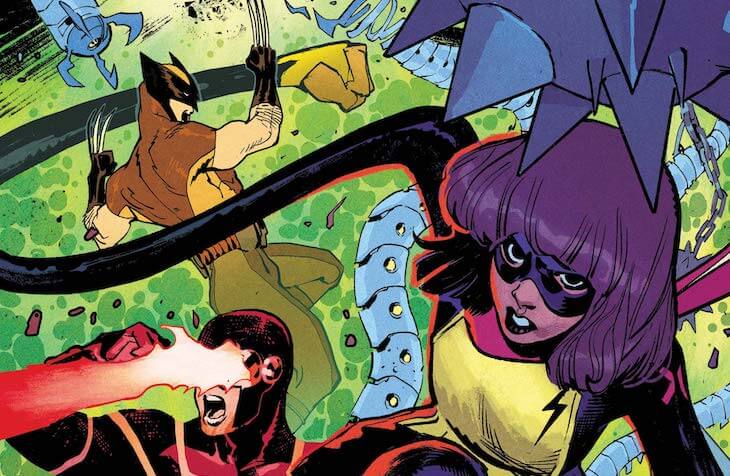 Ms. Marvel The New Mutant 2 cover by Sara Pichelli and Matthew Wilson feature image depicting Ms. Marvel fighting alongside Cyclops and Wolverine