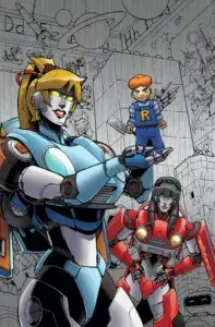 The Archie team done up in the style of Transformers but with a silver background.