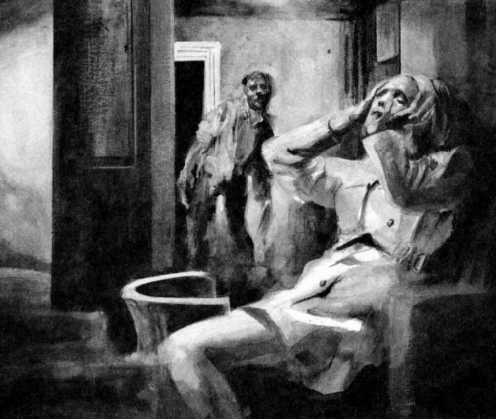 Panel from FantaCo's Night of the Living Dead #1 Barbara expresses anguish while a zombie creeps up on her.