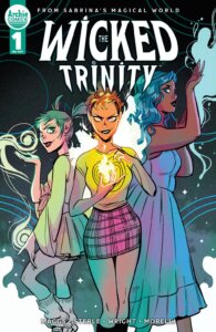 Amber Nightstone, Jade Kazane and Sapphire Gill stand together, each of them using magic against a dark backdrop.