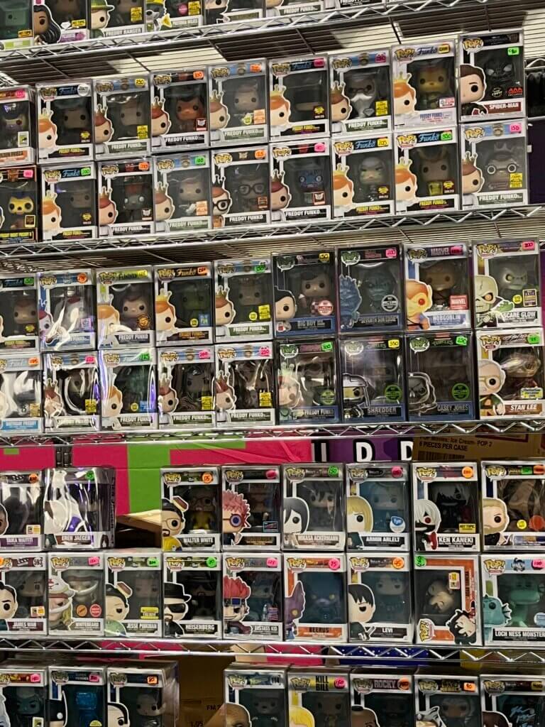 A wall of Funko Pops at NYCC 2023