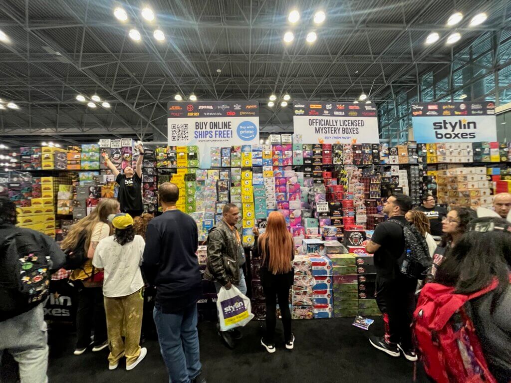 A wall of blind boxes at NYCC 2023