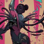 the cover for UM Vol 1 shows a dark skinned Black non-binary person in a magical girl / superhero costume.