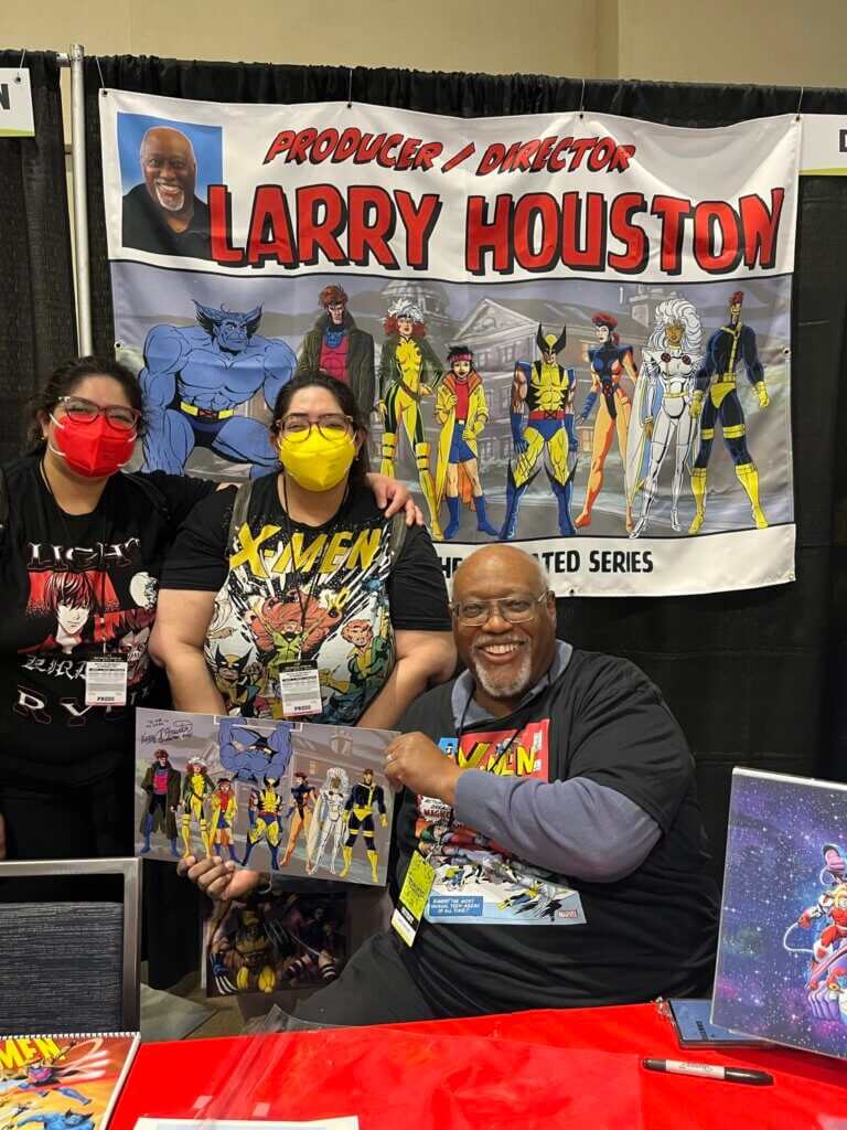 Monita and I meeting Larry Houston, director and producer of the X-Men animated show, at Toronto Comicon 2024