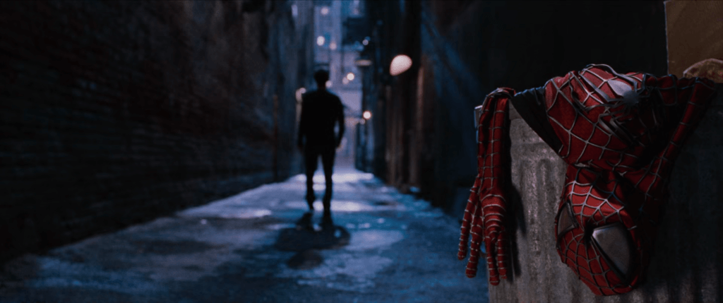 Shot of Spider-Man's discarded costume in Spider-Man 2