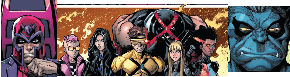 A collage of bored looking faces from Ryan Stegman's art in 2024's X-Men #1
