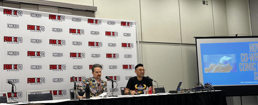 Josh Stafford and Howard Wong at the How to Co-Write a Comic Book Series panel at Fan Expo Canada 2024