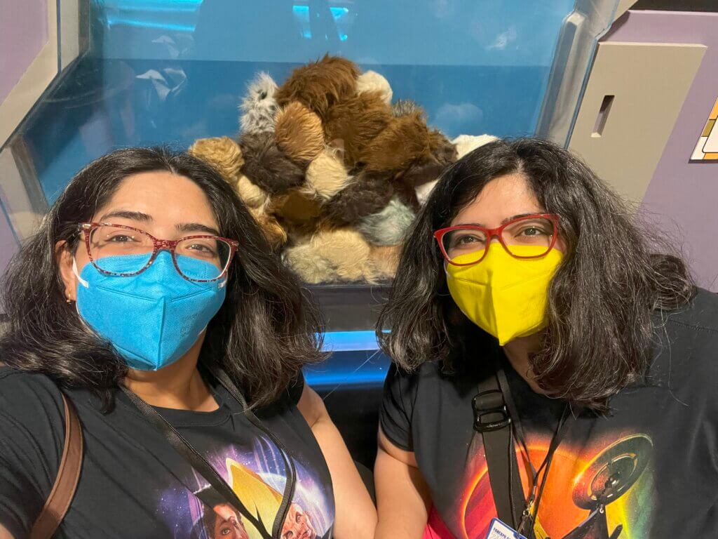 Louis and Mon with Tribbles at the Paramount Lodge activation at Fan Expo Canada 2024