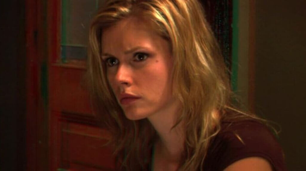Still from the film Night of the Living Dead 3D. Brianna Brown as protagonist Barb.