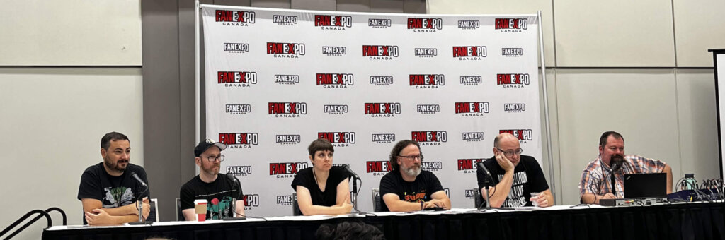 Shawn Daley, George Michail, Keith Grachow, Becka Kinzie, and Brent Chittenden at the Self-Publishing Ins and Outs Panel at Fan Expo Canada 2024