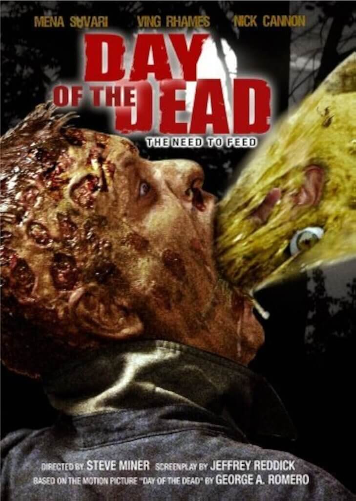 DVD cover of the 2008 film Day of the Dead showing a vomiting zombie.