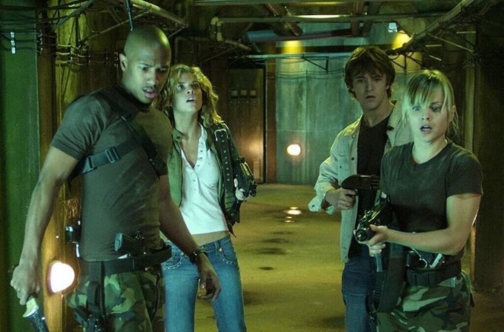 Still from the 2008 film Day of the Dead, showing the apocalypse survivors in an underground compound.
